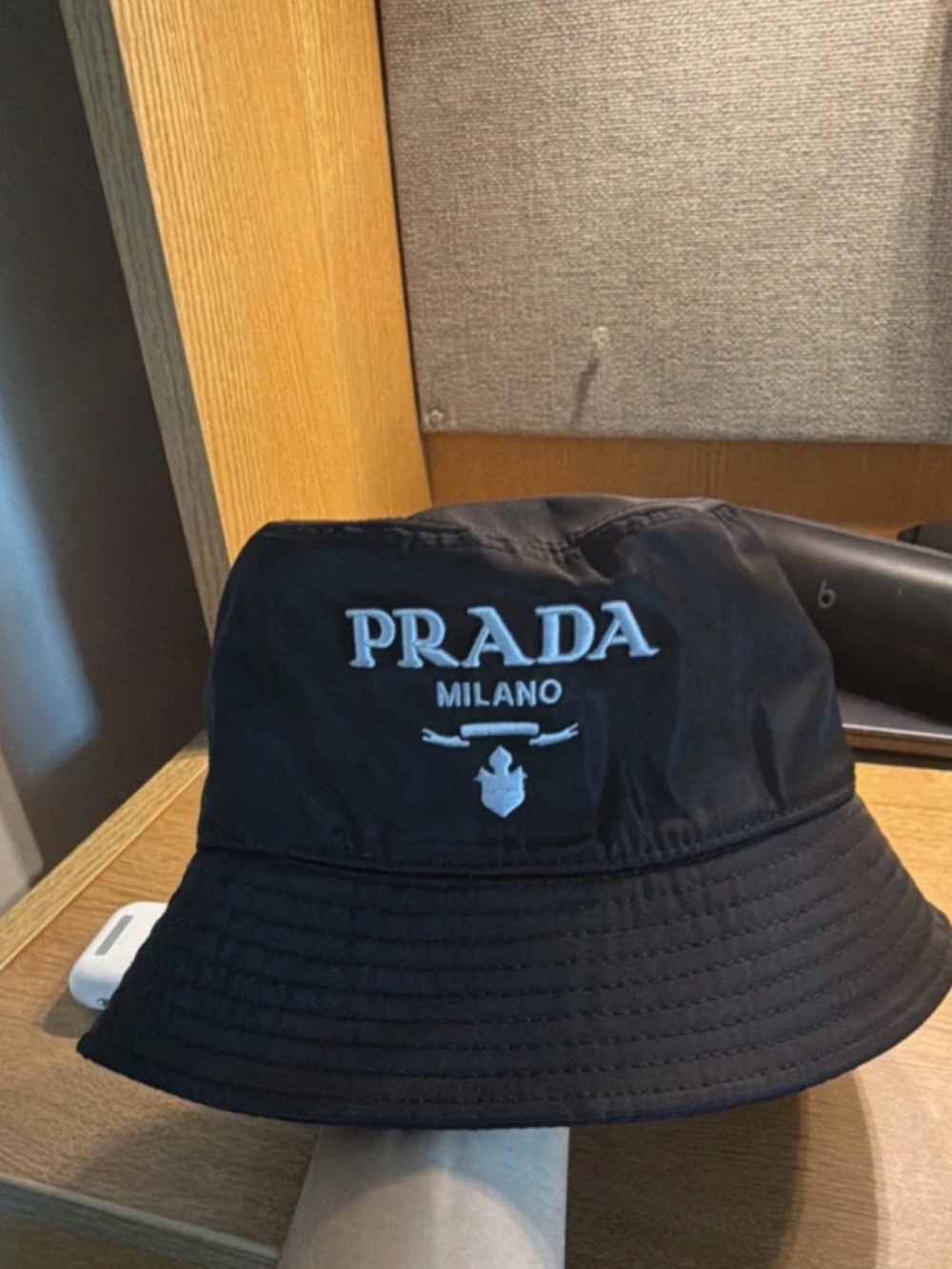 Prada Black Signature Bucket Hat with Inner Label